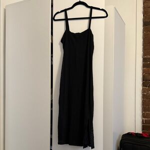 Express Black Midi Slip Dress with Slim Straps